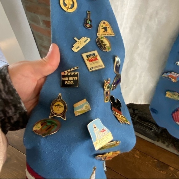 UNIQUE VINTAGE denim Postal Service Vest with Tons of Pins- large - Picture 3 of 11